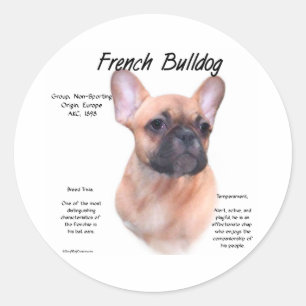 Adesivo Redondo Design de História do Buldogue Francês