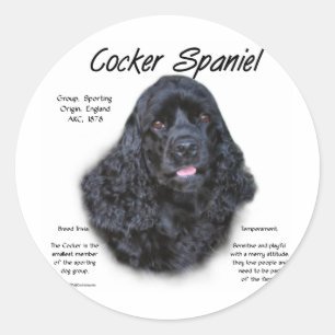 Adesivo Redondo Design de História do Cocker Spaniel (preto)