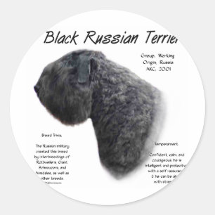 Adesivo Redondo Design de História do Terrier Negro Russo