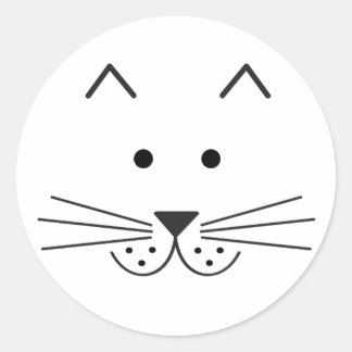 Adesivo Redondo Design de Ilustração do Rosto de Gato Abstrato Est