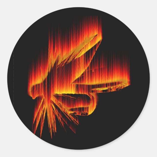 Adesivo Redondo Design de Incêndio por Voo Molhado (Frente)