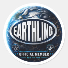 Adesivo Redondo Design de Insígnia Oficial de Membro Earthling