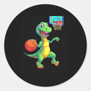 Adesivo Redondo Design de jogador de dinossauro divertido para cri