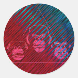 Adesivo Redondo Design de jogos de vídeo de três macacos