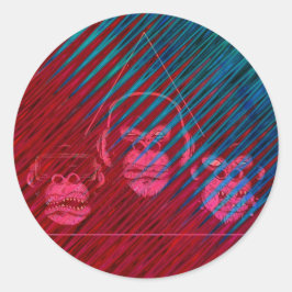 Adesivo Redondo Design de Jogos de Vídeo Três Macacos