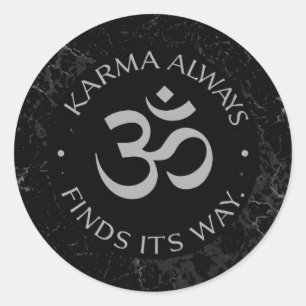 Adesivo Redondo Design de Karma Om espiritual - Coleção de Mentidã