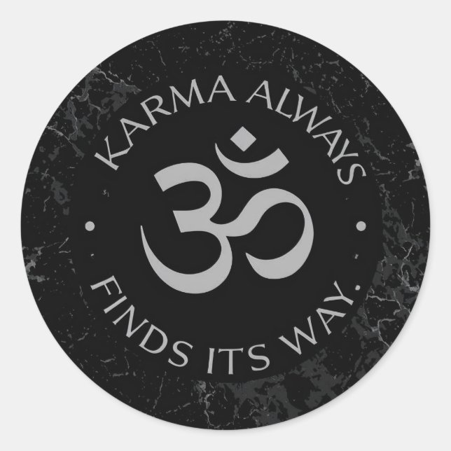Adesivo Redondo Design de Karma Om espiritual - Coleção de Mentidã (Frente)
