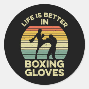 Adesivo Redondo Design de Kickboxing Para um Lutador de Muay Thai