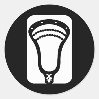 Adesivo Redondo Design de Lacrosse HeadCut Wht Sticker