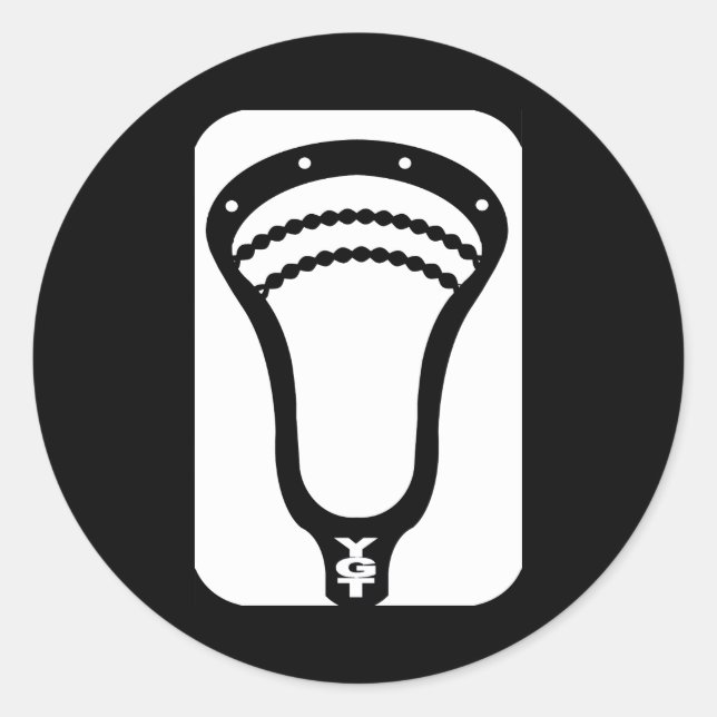 Adesivo Redondo Design de Lacrosse HeadCut Wht Sticker (Frente)