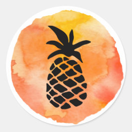 Adesivo Redondo Design de Laranja e Abacaxi