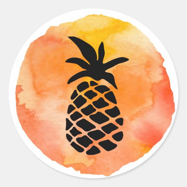 Adesivo Redondo Design de Laranja e Abacaxi (Frente)