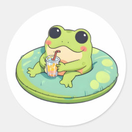 Adesivo Redondo Design de limonada de um dia de piscina de verão d