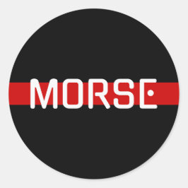 Adesivo Redondo Design de Linha Vermelha do Código MORSE
