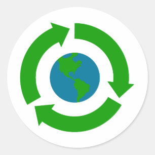 Adesivo Redondo Design de Logotipo da Terra do reciclar