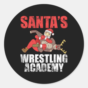 Adesivo Redondo Design de luta de ringue de wrestling Santa Sport