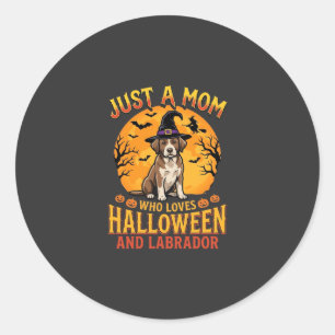 Adesivo Redondo Design de Mãe Labradores no Halloween Feiticeira C
