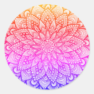 Adesivo Redondo Design de Mandala Multicolor Arte Original 
