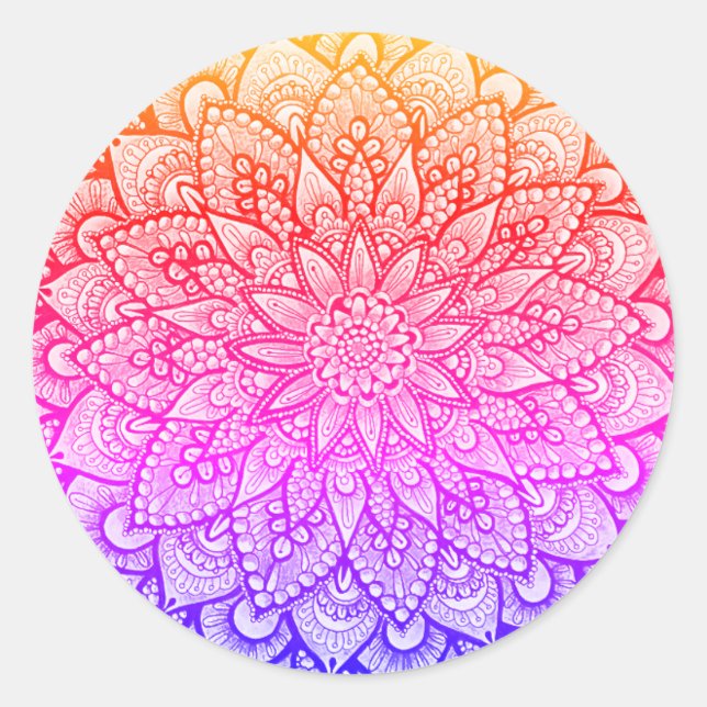 Adesivo Redondo Design de Mandala Multicolor Arte Original  (Frente)