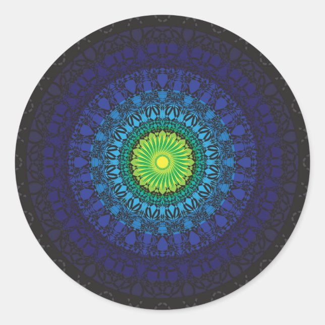 Adesivo Redondo Design de Mandala Preto (Frente)