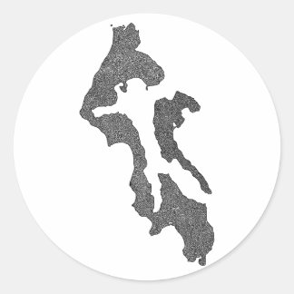 Adesivo Redondo Design de Mapa do Condado da Ilha Whidbey
