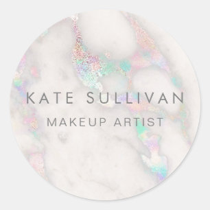Adesivo Redondo design de mármore holográfico faux