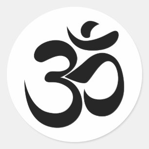 Adesivo Redondo Design de Meditação Símbolo Om Minimalista