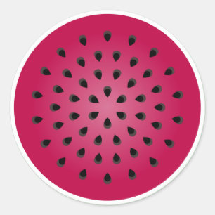 Adesivo Redondo Design de Melancia Vermelha Verde