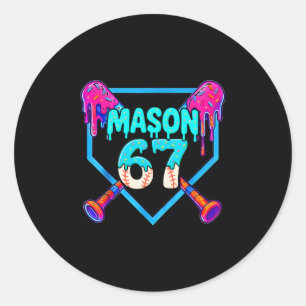 Adesivo Redondo Design de meme engraçado de sorvete pingando Mason