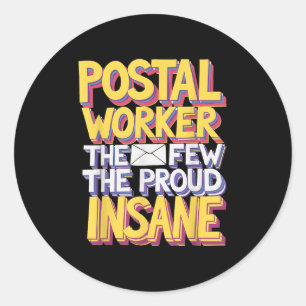 Adesivo Redondo Design de Memória de Cotação do Trabalhador Postal