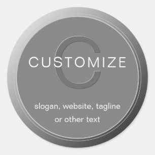 Adesivo Redondo Design de Monograma de Cinza Escura Editável
