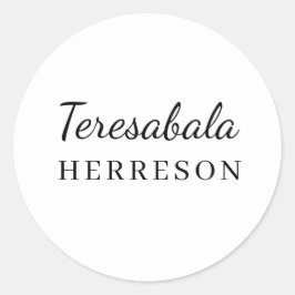 Adesivo Redondo Design de Monograma Minimalista Moderno Neutro