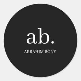 Adesivo Redondo Design de Monograma Minimalista Preto e Branco Clá