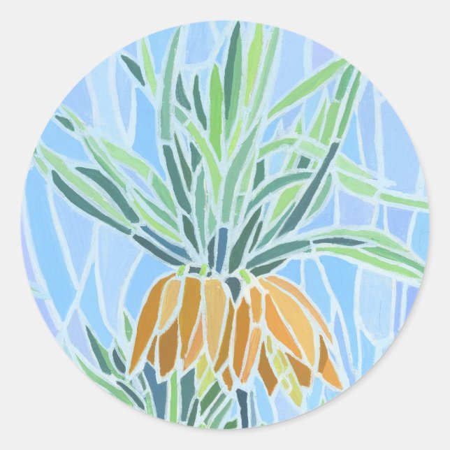 Adesivo Redondo Design de Mosaico Floral (Frente)