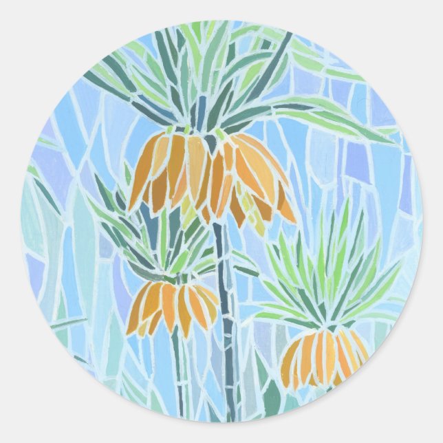 Adesivo Redondo Design de Mosaico Floral (Frente)