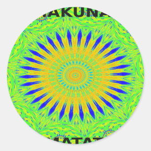 Adesivo Redondo Design de Motif Africano em Impressão de Arte Verd