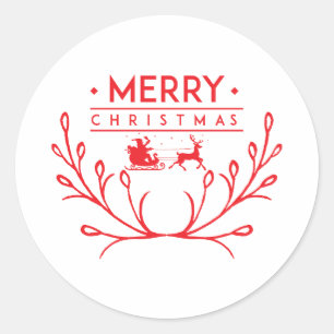 Adesivo Redondo Design de Natal com renas
