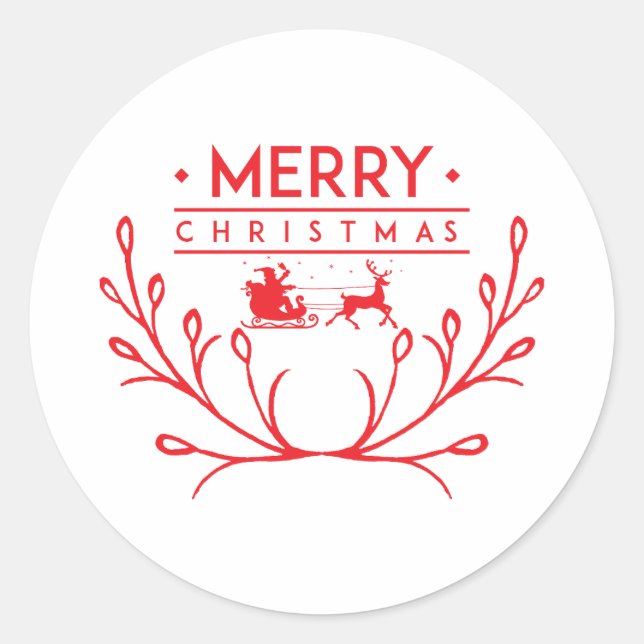 Adesivo Redondo Design de Natal com renas (Frente)