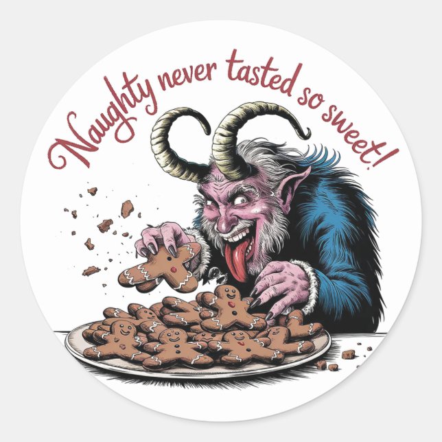 Adesivo Redondo Design de Natal de Krampus (Frente)