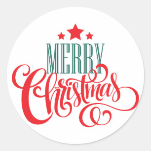 Adesivo Redondo Design de Natal e estrelas