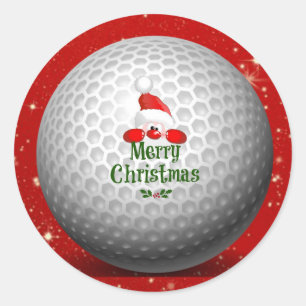 Adesivo Redondo Design de Natal Festivo dos Golfistas... São Papa