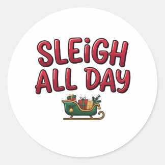 Adesivo Redondo Design de Natal Sleigh All Day