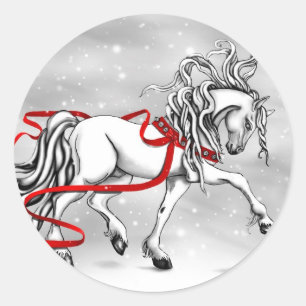 Adesivo Redondo Design de Natal White Stallion