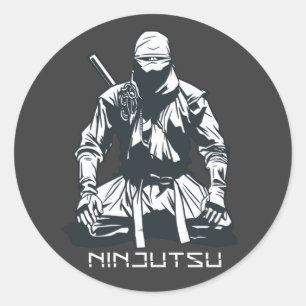 Adesivo Redondo Design de Ninja Japonês Assassino Ninjutsu