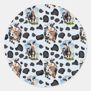Adesivo Redondo Design de padrão animal de vaca