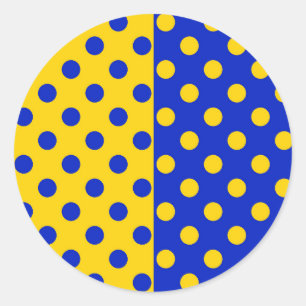 Adesivo Redondo Design de Padrão de Bolinhas Amarelo Half Azul