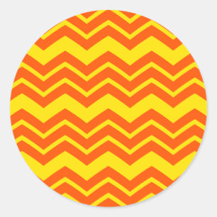 Adesivo Redondo Design de padrão de chevron laranja e amarelo
