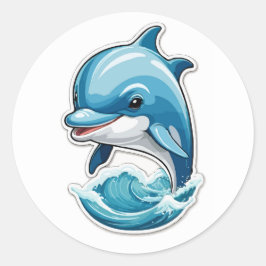 Adesivo Redondo Design de palito de golfinho para golfinhos - Selv