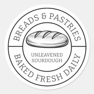 Adesivo Redondo Design de Pão de Massa Mãe para Pães e Pastéis Rús