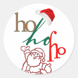 Adesivo Redondo Design de Papai Noel Ho-Ho-Ho